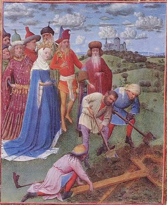 Jan van Eyck: Auffindung des Kreuzes Christi durch Kaiserin Helena,Turin-Mailänder Stundenbuch, um 1422