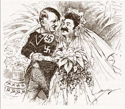 caricatura del tempo Hitler e Stalin dopo il patto di non aggressione