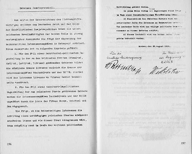 geheimes Zusatzprotokoll des Nichtangriffspakts 1939