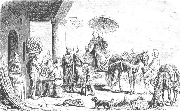 un'osteria ebraica; la concessione  della licenza di vendita nel medioevo spesso era associata al diritto di produrre la birra
