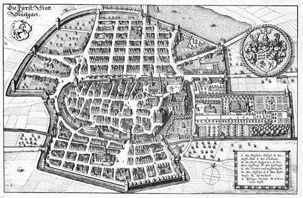 Ansicht der Stadt Stuttgart, Stich von Merian, 1634