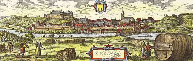 Tübingen. Kupferstich von Braun-Hogenberg zwischen 1572 und 1618