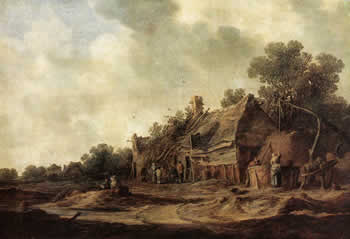 Jan van Goyen - Ziehbrunnen neben Bauernhütten - 1, Hälfte 17. Jahrhundert 