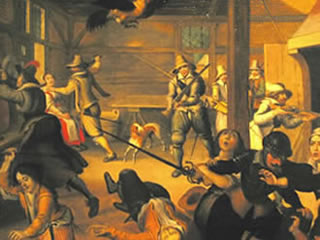 Marodierende Soldateska plündern einen Bauernhof (Sebastian Vrancx - Antwerpen, um 1620)